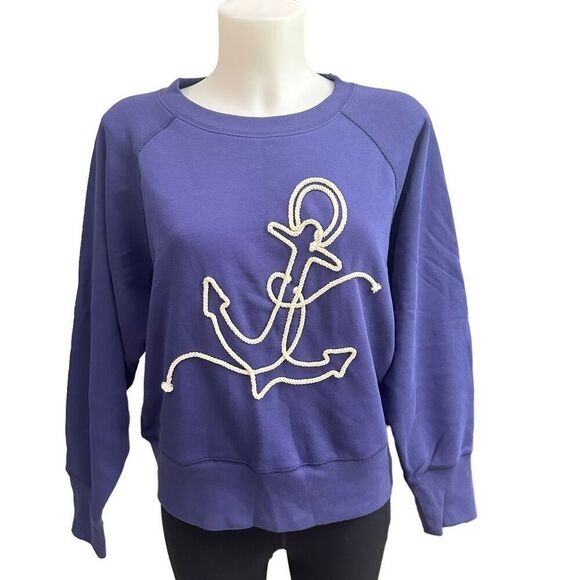 J.CREW Anchor Terry sweatshirt in original cotton Navy Blue Women’s Medium - Picture 1 of 7
